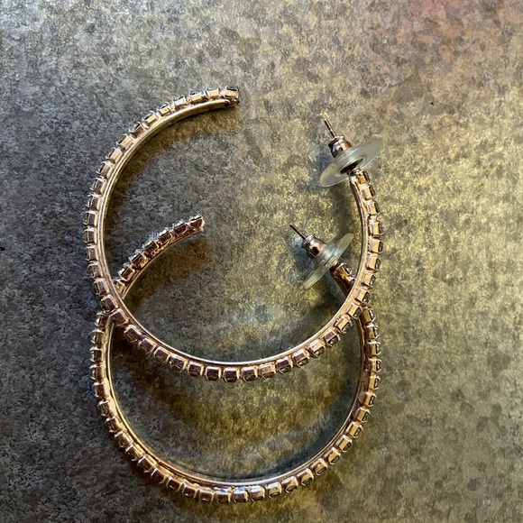 Mimi & Marge crystal and silver hoop earrings - Picture 3 of 5